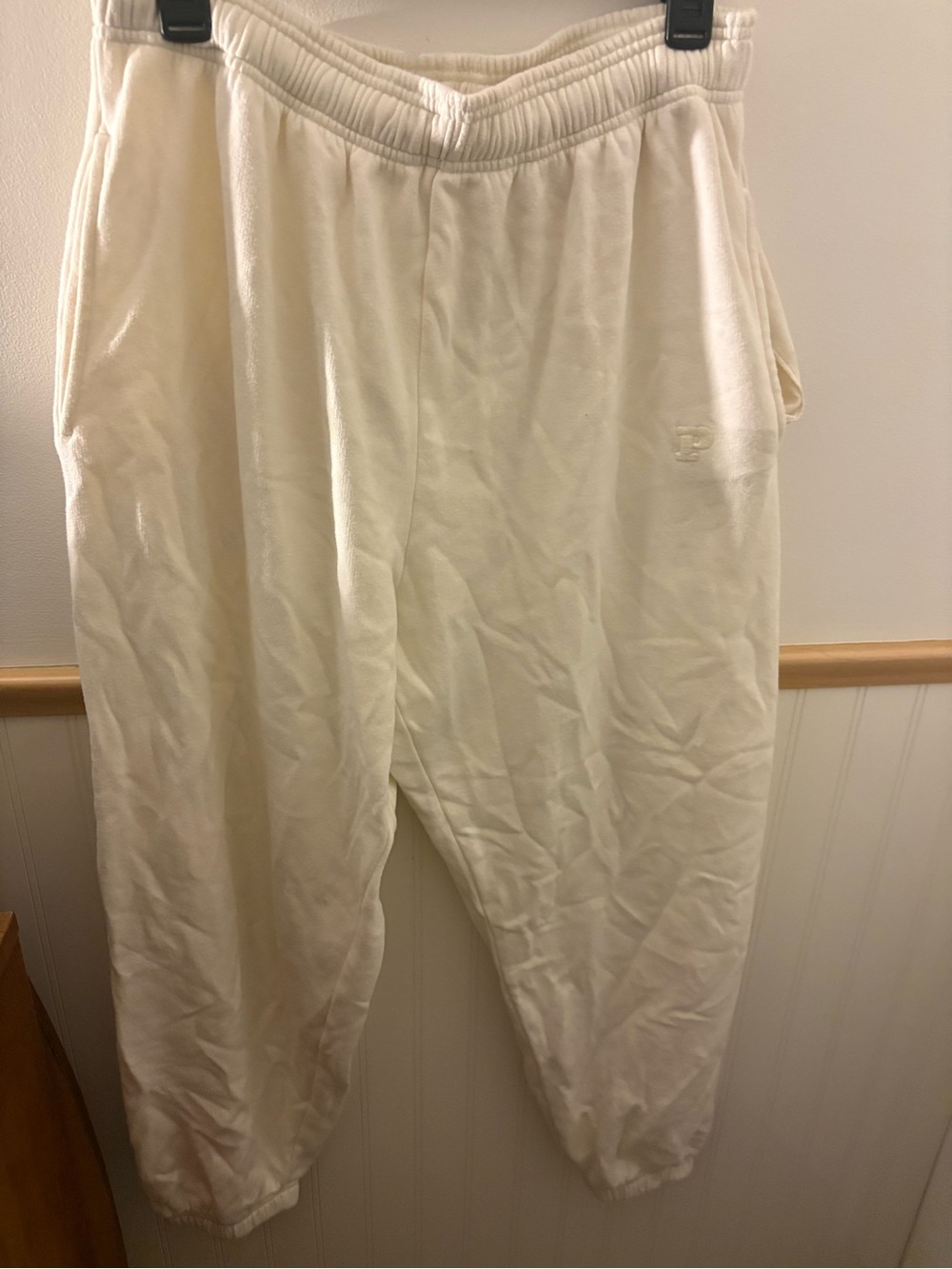 Victoria’s Secret PINK Women’s Large Ivory White Jogger Sweatpants